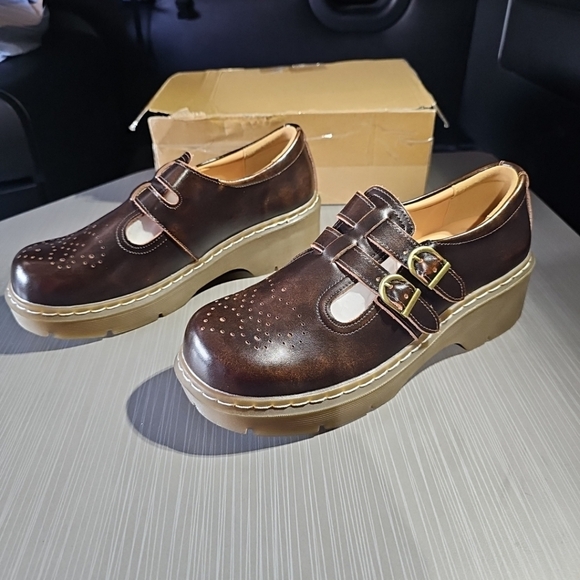 MZDL Shoes Meizudongli Mzdl Womens Brown Mary Jane Platform Chunky